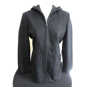 Kristen Blake Black Wool Blend Full Zip Hoodie Coat Jacket Women Sz XS